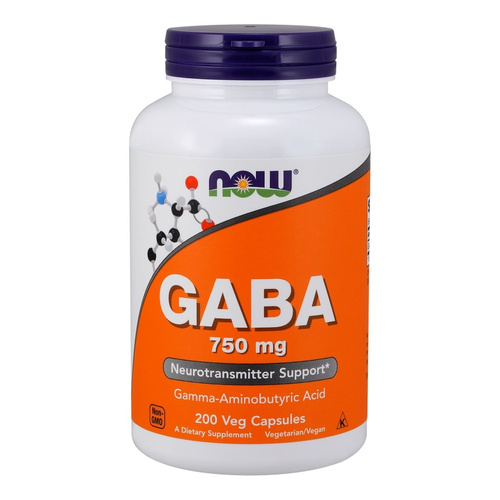 NOW Foods GABA 750mg Na Uspokojenie i Relaks 200 Kapsułek