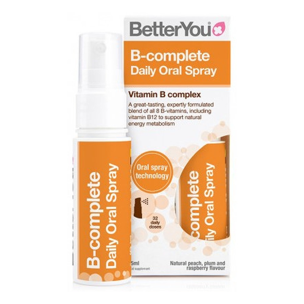 BetterYou B-complete Spray doustny z witaminami B, Brzoskwinia, śliwka i malina 25ml
