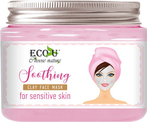 EcoU Soothing Pink Clay Face Mask for Sensitive Skin with Shea Butter 150ml