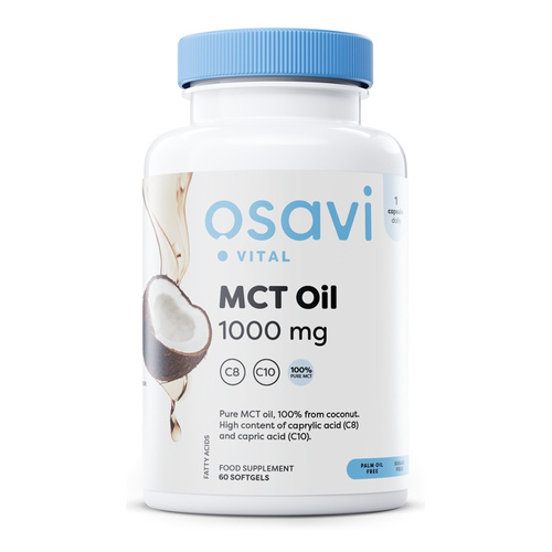 Osavi Olej MCT 1000mg Źródło Średniołańcuchowych Kwasów Tłuszczowych 60 Kapsułek