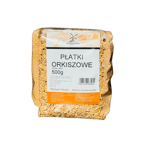 Młyn Kopytowa Płatki Orkiszowe 500g Best Before 23.09.26