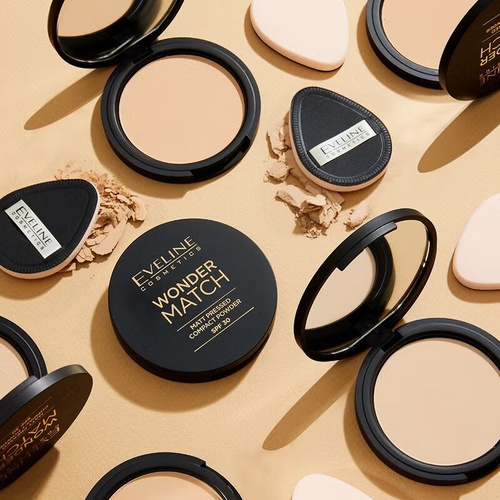Eveline Wonder Match Matowy Puder Prasowany z Filtrem Ochronnym SPF30 Nr 01 Light Beige 8g