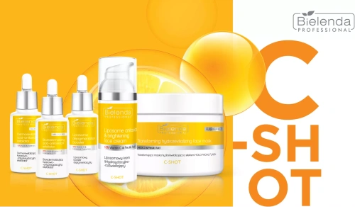 Bielenda Professional C-Shot Transforming Hydro Revitalizing Mask Holo Facial Flash Ethylated Vitamin C Ferulic Acid X-EGCG 150ml