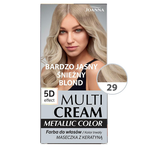 Joanna Multi Cream Color Farba do Włosów z Efektem 5D z Długotrwałym Efektem Nr 29 Bardzo Jasny Odcień Śnieżnego Blondu 1 Sztuka