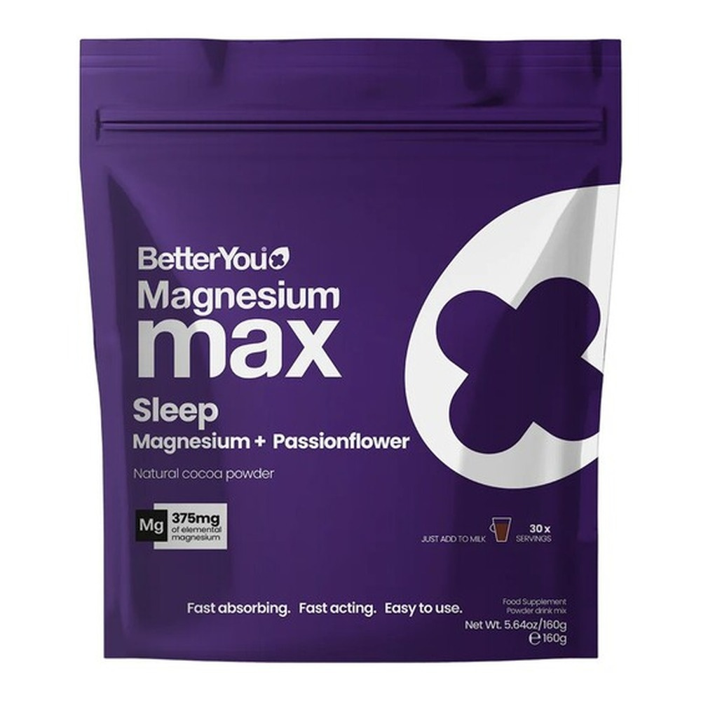 BetterYou Magnesium Max Sleep Powder with Natural Cocoa Flavour for Restful Sleep 160g