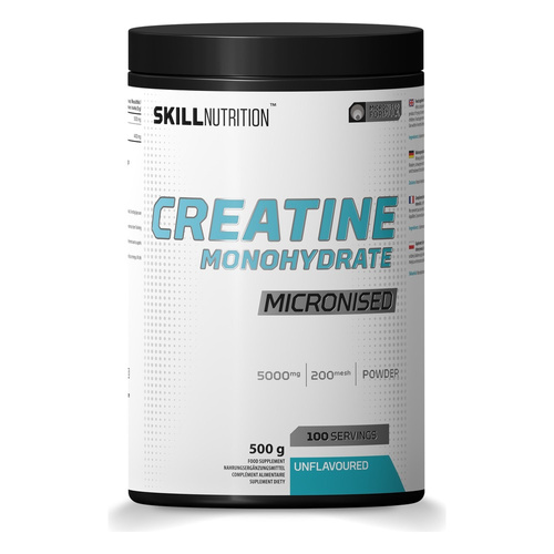 Skill Nutrition Micronised Creatine Monohydrate Unflavoured Powder For Strength and Muscle Mass 500g