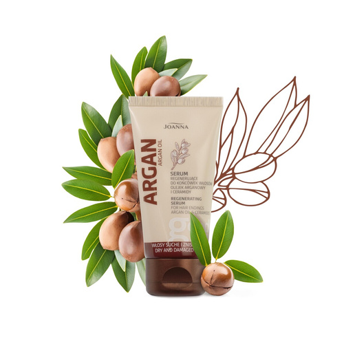 Joanna Argan Oil Smoothing and Regenerating Serum for Hair Ends with Argan Oil for Dry and Damaged Hair 50g