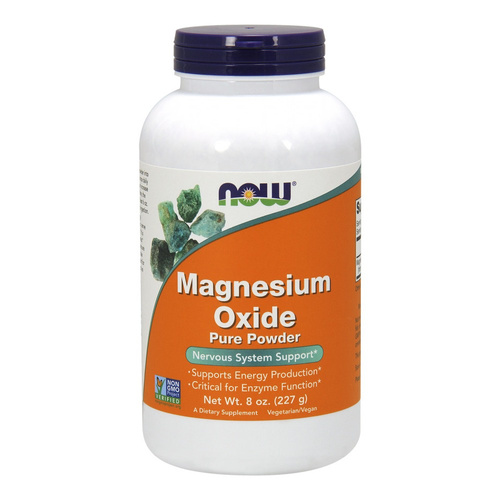 NOW Foods Magnesium Oxide Powder Czysty Magnez w Proszku dla Zdrowych Mięśni i Układu Nerwowego 227g
