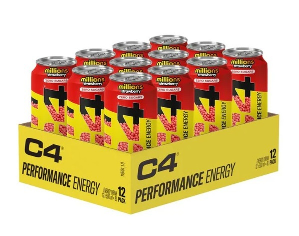 Cellucor C4 Performance Energy Millions Strawberry Energy Drink For Increased Energy and Focus 12 x 500ml