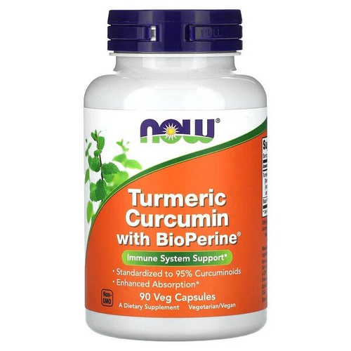 Now Foods Turmeric Curcumin with BioPerine Supports Immune System 90 Capsules