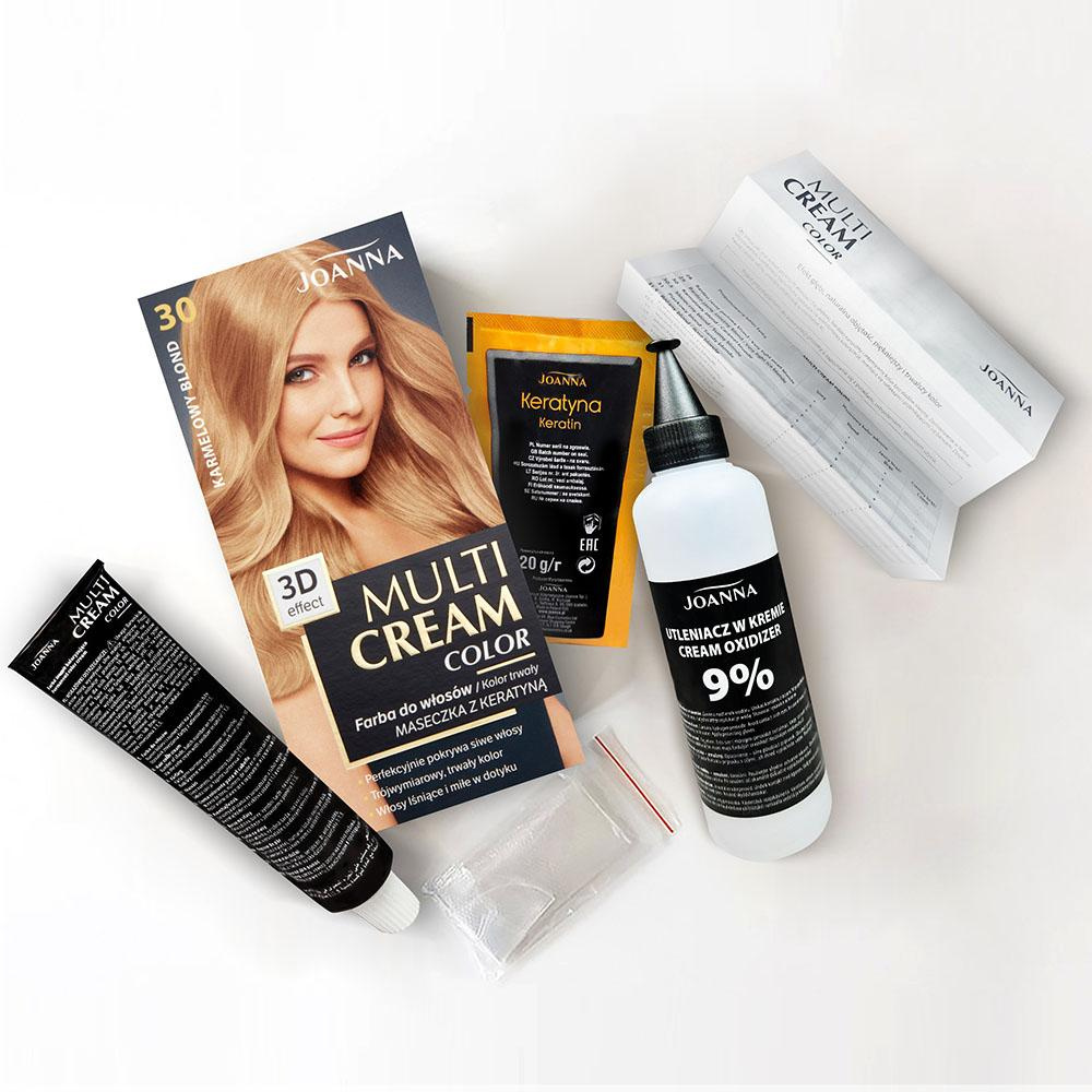 Joanna Multi Cream Color Farba do Włosów z Efektem 3D z Długotrwałym Efektem Nr 30 Karmelowy Blond 1 Sztuka