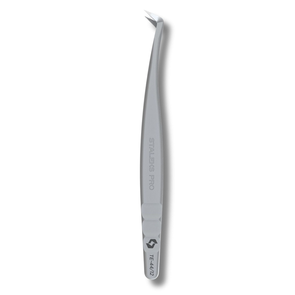 Staleks Pro Expert 44 Type 12 Eyelash Tweezers L-Shaped 65° With Fiber Tips 1pc