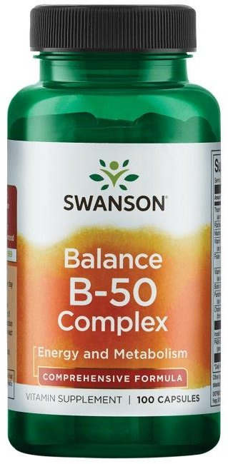 Swanson Balance B-50 Kompleks Witamin z Grupy B 100 Kapsułek