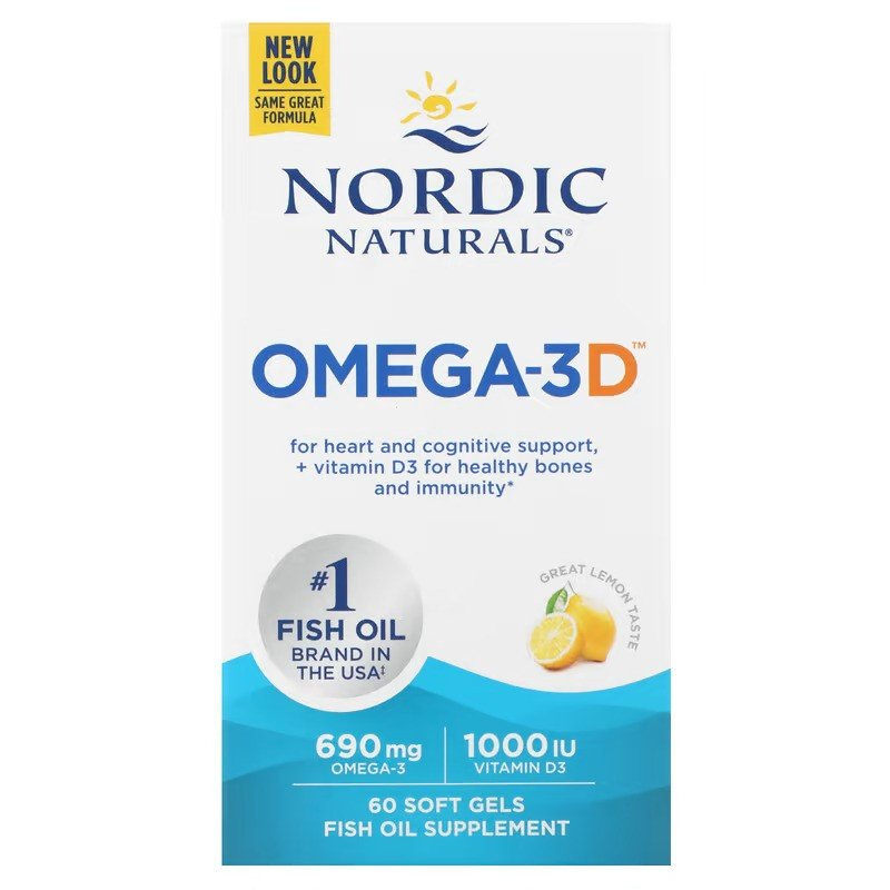 Nordic Naturals Omega-3D 690mg z Witaminą D3 Na Odporność i Zdrowe Kości 60 Kapsułek