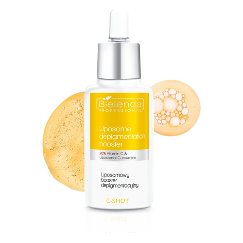 Bielenda Professional C-Shot Liposomowy Booster Depigmentacyjny 20% Witaminy C i Liposomowa Kurkumina dla Skóry Dojrzałej 30ml