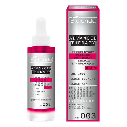 Bielenda Advanced Therapy Progresywny Peeling Ognisty do Twarzy Terapia Stymulująca 0,4% dla każdego Rodzaju Skóry 30ml