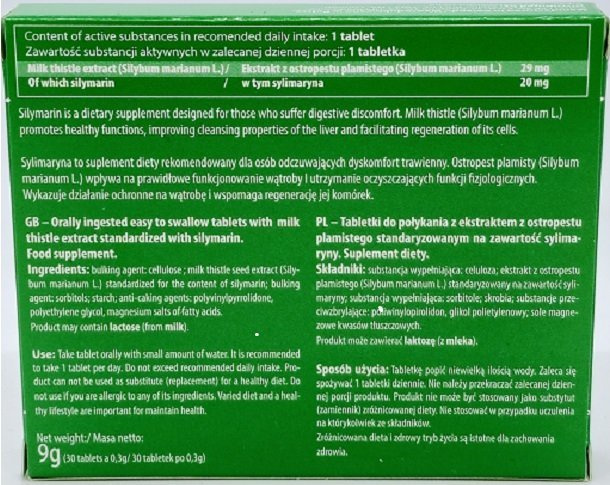 Polski Lek S.A. Sylimarin 30 Tablets