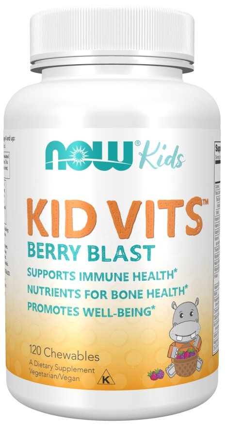 NOW Foods Kid Vits Berry Blast Chewable Multivitamin For Kids For Immune and Bone Health 120 Chewables
