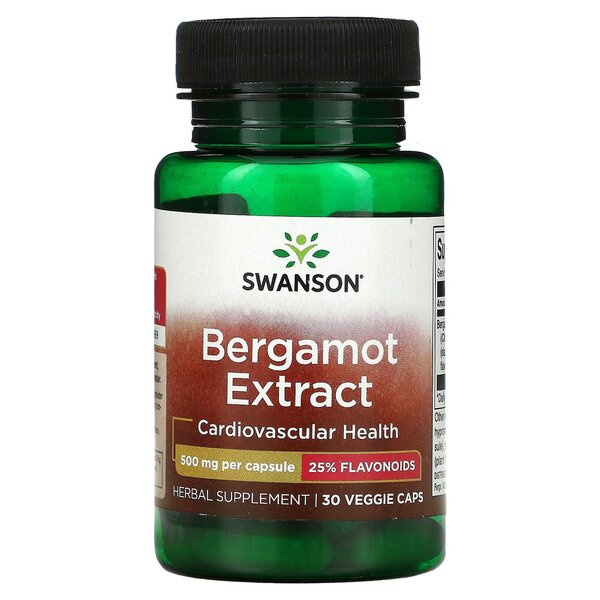 Swanson Bergamot Extract 500mg Supports Cardiovascular System 30 Capsules