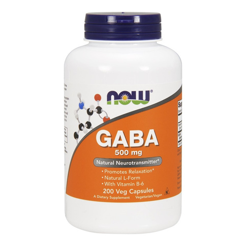NOW Foods GABA z Witaminą B6 Na Relaksację i Układ Nerwowy 500mg 200 Kapsułek