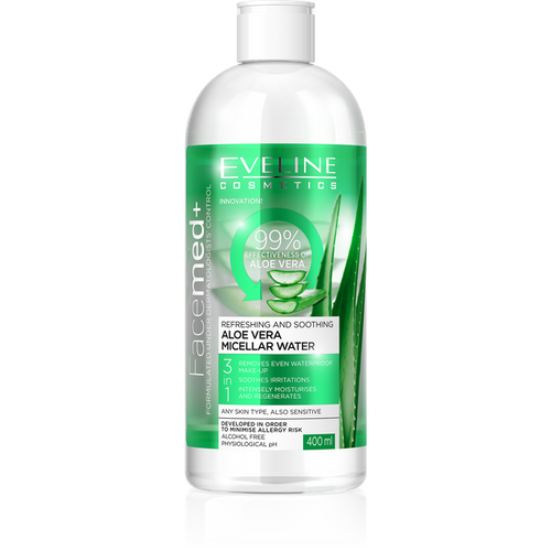 Eveline Facemed+ Aloesowy Płyn Micelarny 3w1 Odświeżająco-Łagodzący 400ml