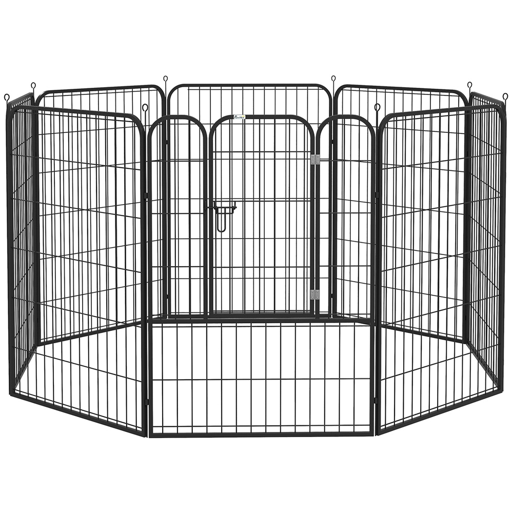 PawHut 8 Panels Heavy Duty Puppy Playpen, for Large, Medium Dogs, Indoor and Outdoor Use - Black