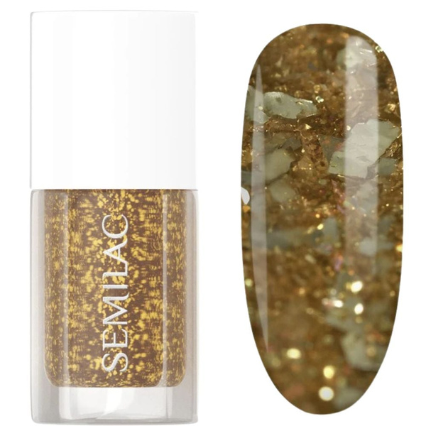 Semilac Classic Hybrid Gel Polish 042 Flakes Of Gold Metallic Effect 7ml