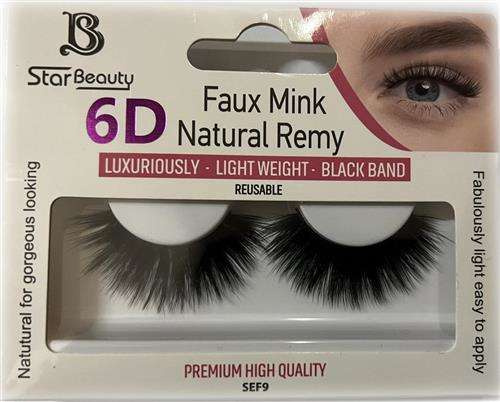 Star Beauty Natural Remy Hair Eyelashes 6D Full Volume and Soft Reusable SEF09