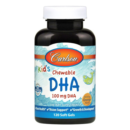 Carlson Labs Kid's Chewable DHA Softgels, 100mg Orange 120 softgels