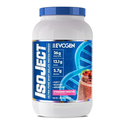 Evogen IsoJect Izolat Białka Serwatkowego o Smaku Truskawkowego Smoothie Na Budowę Masy Mięśniowej 825g