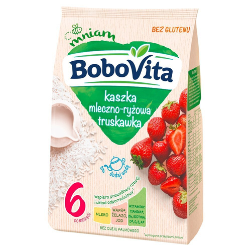 BoboVita Kaszka Mleczno-Ryżowa Truskawka dla Niemowląt po 6 Miesiącu Życia 230g