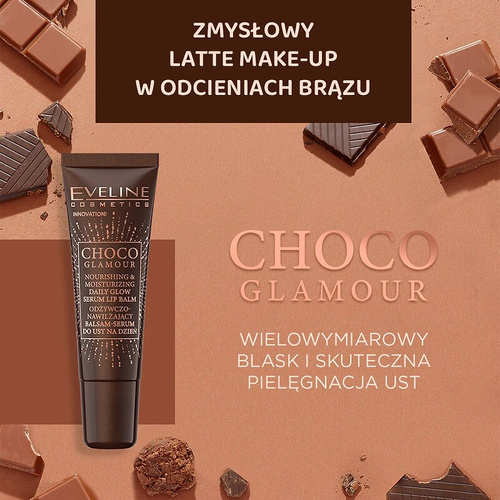 Eveline Choco Glamor Nourishing and Moisturizing Lip Balm-Serum for Day 12ml
