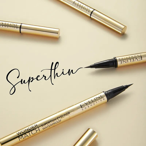 Eveline Wonder Match Superthin Precyzyjny Wodoodporny Eyeliner Czarny 1 Sztuka