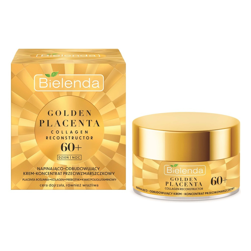 Bielenda Golden Placenta Collagen Reconstructor Odbudowujący Krem Koncentrat Przeciwzmarszczkowy 60+ na Dzień i na Noc 50ml