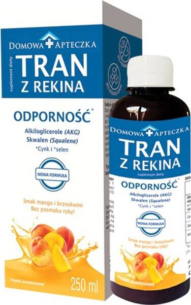 Domowa Apteczka Shark Oil for Immunity Mango for Children from 3 Years of Age and Adults 250ml Best Before 30.11.26
