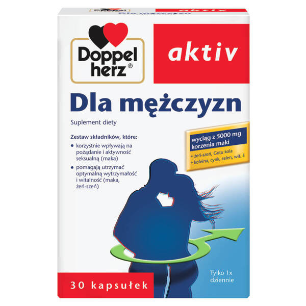 DoppelHerz Aktiv Dla Mężczyzn Maca + Żeń-Szeń 30 Kapsułek