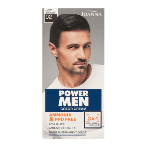 Joanna Power Men Color Cream 3in1 Hair Dye for Men No. 02 Dark Brown 1 Piece