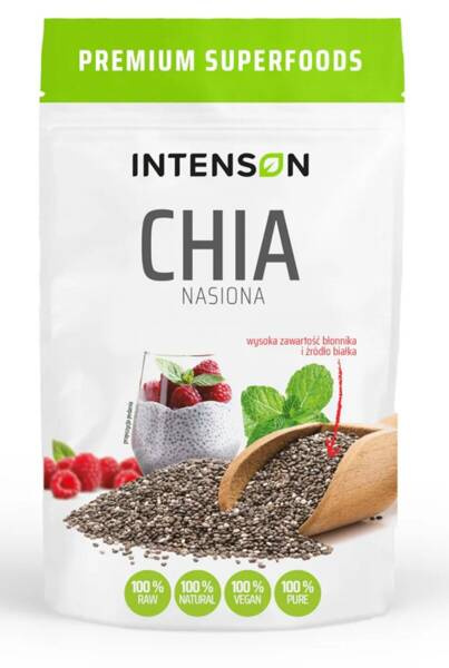 Intenson Naturalne Vegańskie Nasiona Chia Szałwia Hiszpańska Źródło Białka 150g