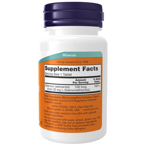 Now Foods Selenium 100mcg Selenium Supports Immune System Health Hair Skin & Nails 250 Tablets