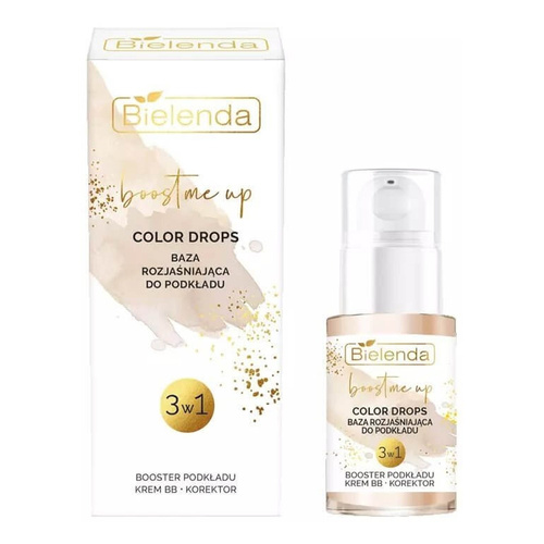 Bielenda Boost Me Up Color Drops Brightening Base 3in1 Foundation Booster BB Cream Concealer 15ml