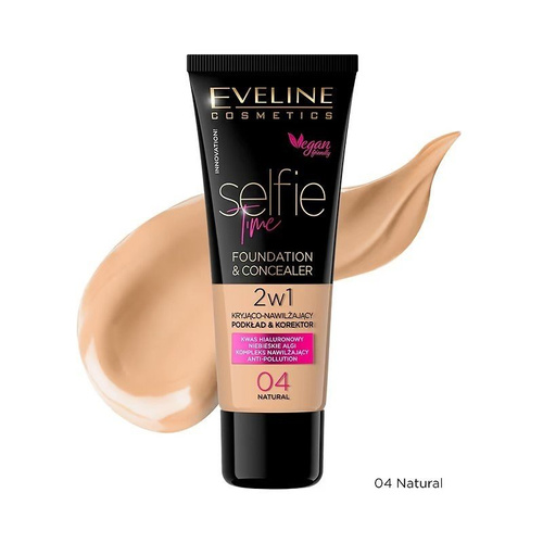 Eveline Selfie Time Kryjący Nawilżający Podkład Korektor 2w1 Nr 04 Natural 30ml