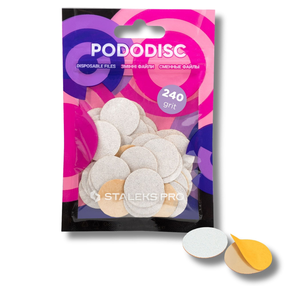 Staleks Pro Expert Disposable Pododisc Pedicure White Files Size M Grit 240 50pcs
