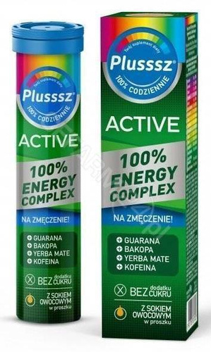 Polski Lek S.A. Plusssz Active 100% Energy Guarana + Caffeine + Magnesium 20 Effervescent Tablets