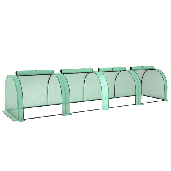 Outsunny 395 x 100 cm Low Tunnel Greenhouse - Green
