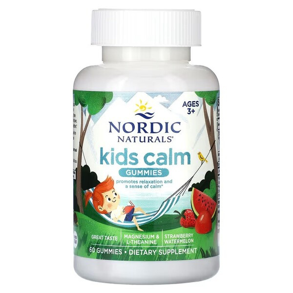 Nordic Naturals Kids Calm Gummies Strawberry Watermelon For Relaxation for Kids 60 Gummies