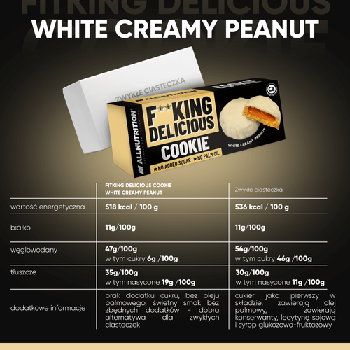 Allnutrition Fitking Delicious Cookie White Creamy Peanut Shortbread Cookies 128g