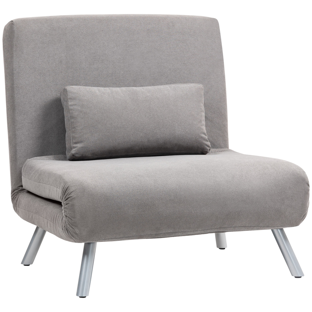 HOMCOM Single Snow Flannel Chair Bed - Grey