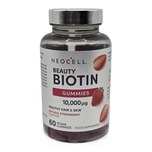 NeoCell Beauty Biotin 10000mcg Gummies Natural Strawberry 60 Gummies