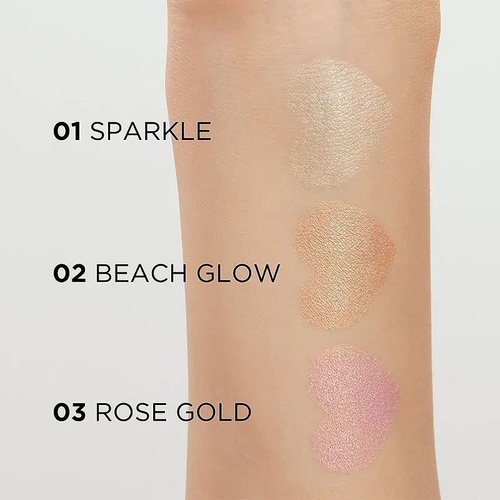 Eveline Feel the Glow Wegański Aksamitny Rozświetlacz do Twarzy w Kamieniu 03 Rose Gold 5g