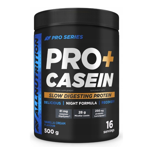 Allnutrition Pro+ Casein Kazeina Micelarna Waniliowy Krem Na Regenerację Mięśni 500g